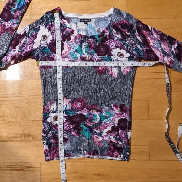 LEO & UGO purple floral shirt rayon nylon Small @i - Picture 10 of 13